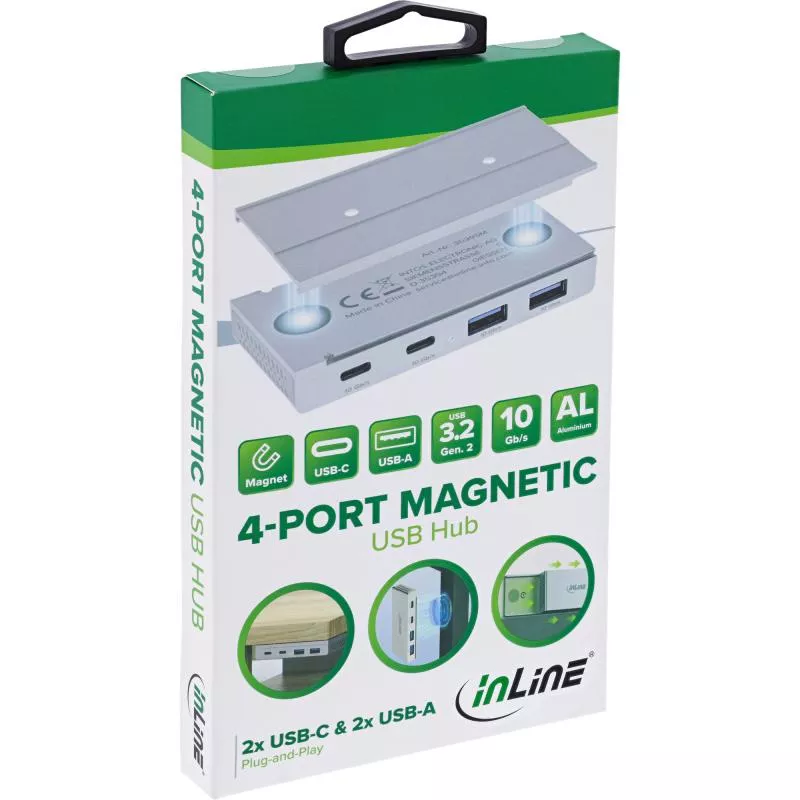 USB 3.2 Gen.2 Hub – 4 Port, 2x USB-C, 2x USB-A, 10 Gbit/s, magnetisch