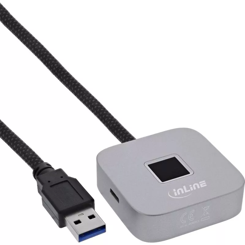 USB Fingerabdruckscanner für Windows Hello mit USB-Hub, 1,5 m, silber