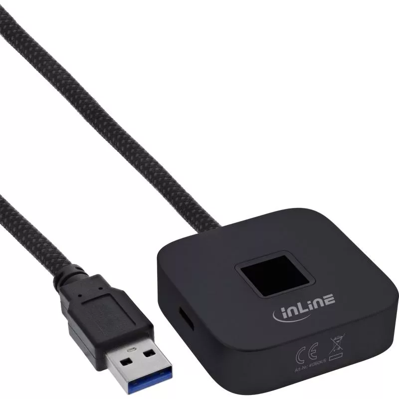 USB Fingerabdruckscanner für Windows Hello mit USB-Hub, 1,5 m, schwarz