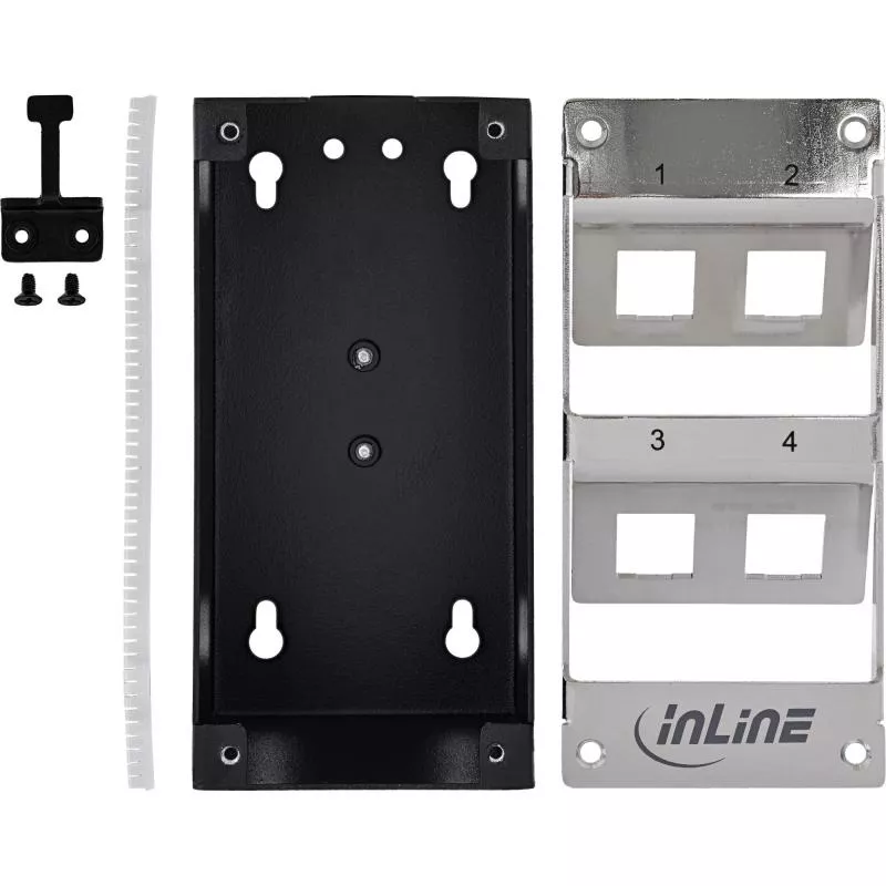 Keystone Verteilerkasten Cat.6A – 4 Port – Wand-/Hutschienenmontage – inkl. RJ45 Keystone-Module