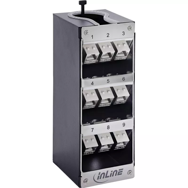 Keystone Verteilerkasten Cat.6A – 9 Port – Wand-/Hutschienenmontage – inkl. RJ45 Keystone-Module
