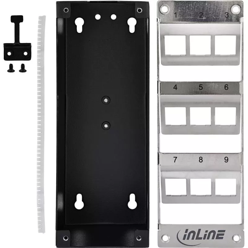 Keystone Verteilerkasten Cat.6A – 9 Port – Wand-/Hutschienenmontage – inkl. RJ45 Keystone-Module