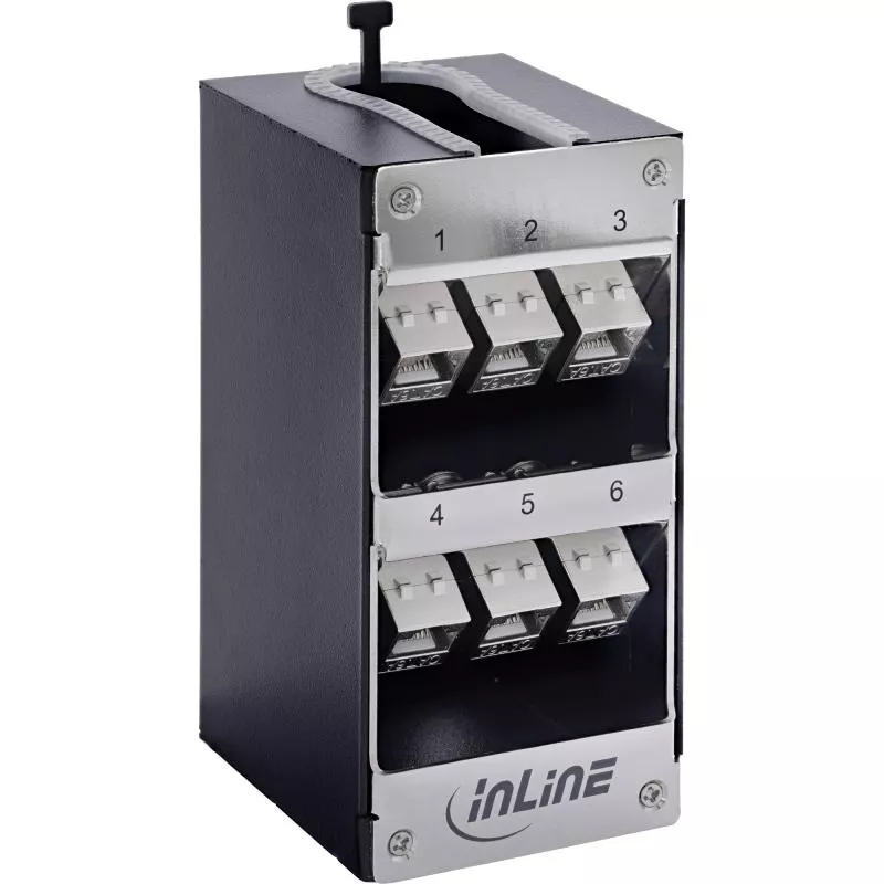 Keystone Verteilerkasten Cat.6A – 6 Port – Wand-/Hutschienenmontage – inkl. RJ45 Keystone-Module