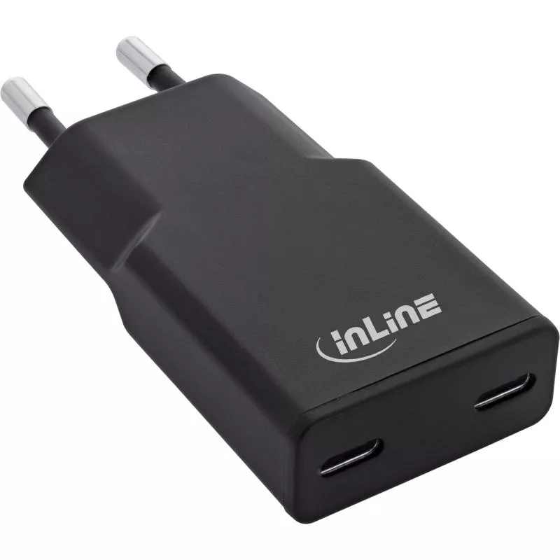 USB-C Ladegerät 30W schwarz, Dual USB-C, PD/PPS, GaN