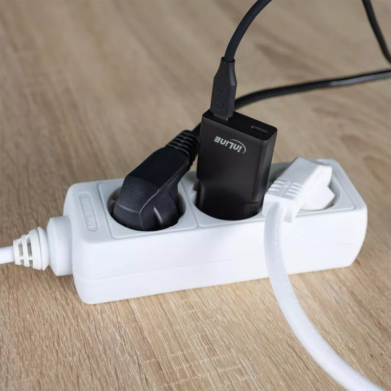 USB-C Ladegerät 30W schwarz, Dual USB-C, PD/PPS, GaN