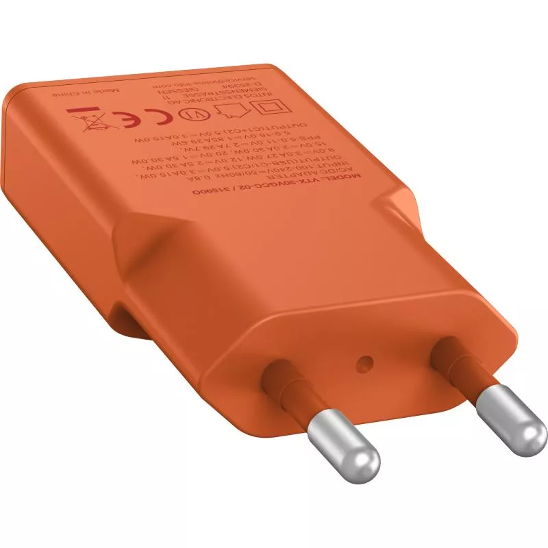 USB-C Ladegerät 30W orange, Dual USB-C, PD/PPS, GaN