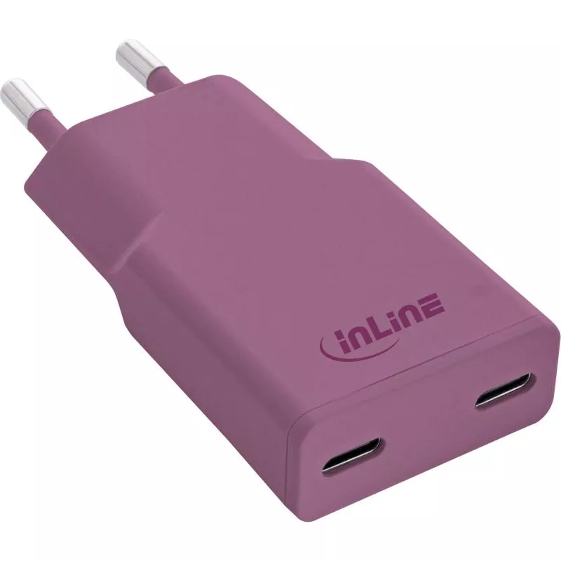 USB-C Ladegerät 30W violett, Dual USB-C, PD/PPS, GaN