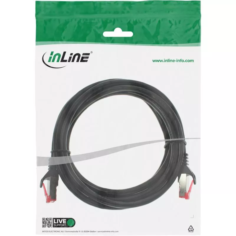 Cat.6 Patchkabel S/FTP, 2 m, schwarz – InLine 76402S