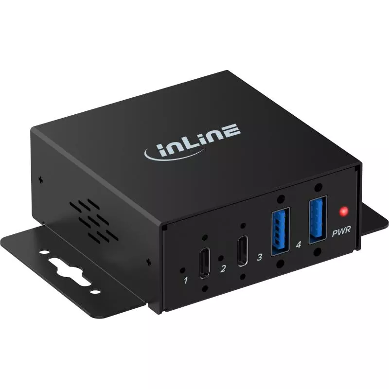 USB 3.2 Industrie-Hub 4-Port, 2x USB-A/2x USB-C, Metall