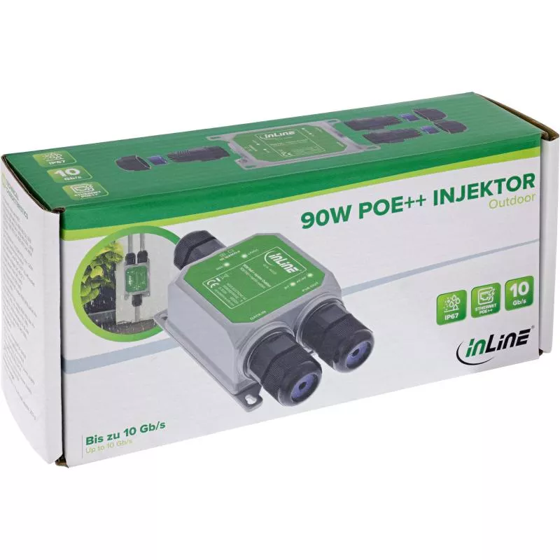 PoE++ Injektor Outdoor IP67, 10 Gb/s, 90 W