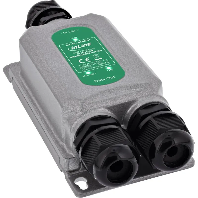PoE+ Medienkonverter Outdoor IP67 IK10, RJ45/SFP, 1 Gb/s