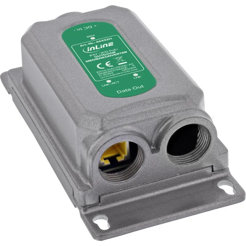 PoE+ Medienkonverter Outdoor IP67 IK10, RJ45/SFP, 1 Gb/s