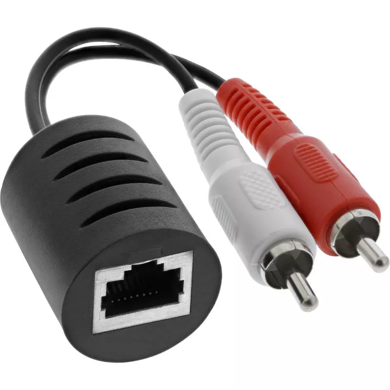 Audio über RJ45 Adapter passiv, 2x Cinch/1x Klinke
