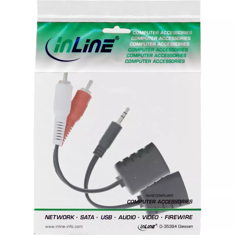 Audio über RJ45 Adapter passiv, 2x Cinch/1x Klinke