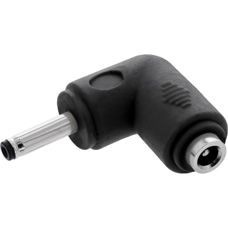DC Winkeladapter 3,5x1,35 mm, Stecker/Buchse, schwarz
