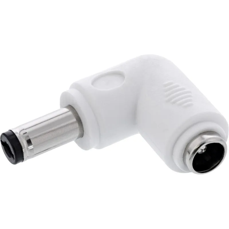 DC Winkeladapter 5,5x2,1 mm, Stecker/Buchse, weiß