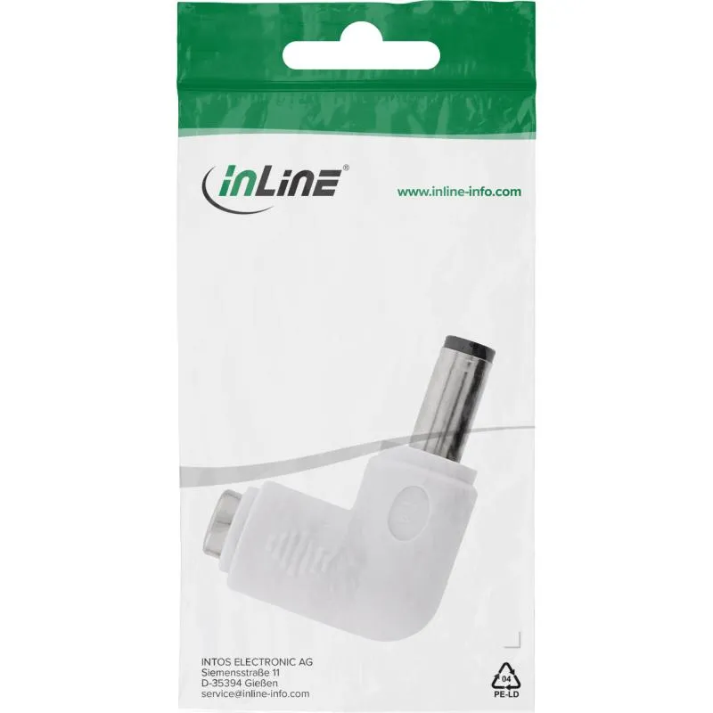 DC Winkeladapter 5,5x2,1 mm, Stecker/Buchse, weiß