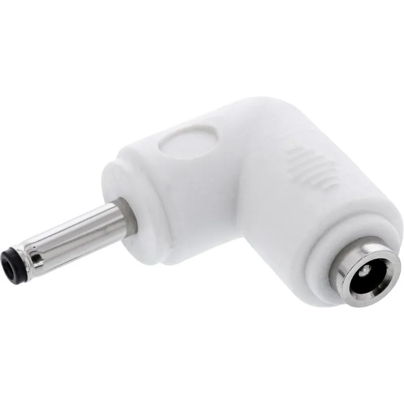 DC Winkeladapter 3,5x1,35 mm, Stecker/Buchse, weiß