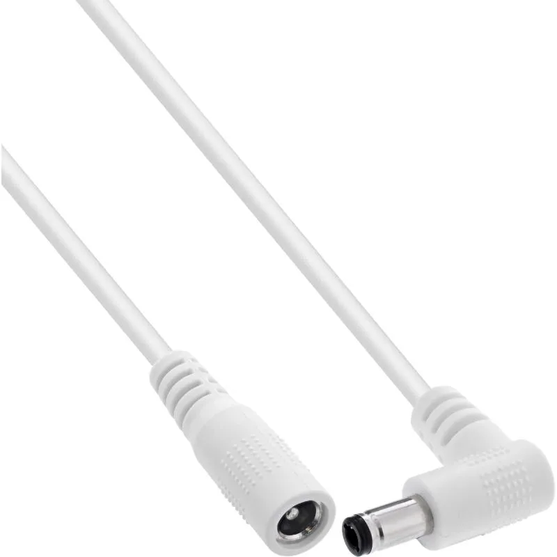 DC Verlängerungskabel 5,5x2,1 mm, Winkelstecker, weiß