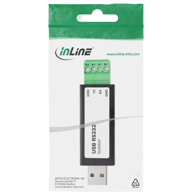 USB zu RS232 Konverter mit Isolator, USB-A auf Schraubklemme