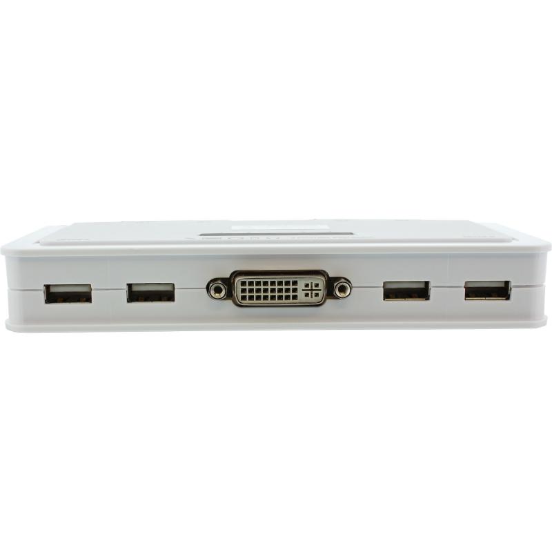 InLine® KVM Switch 4fach DVI-D USB mit Audio integr. Kabel