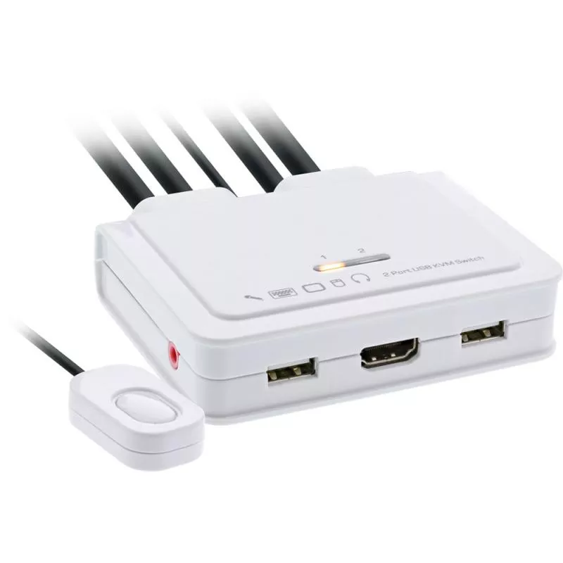 InLine® KVM Switch 2fach HDMI 4K USB mit Audio integr. Kabel