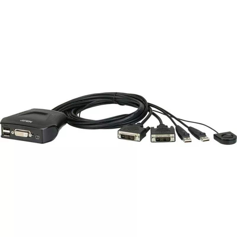 ATEN CS22D KVM Switch 2fach DVI USB mit Kabelfernbedienung