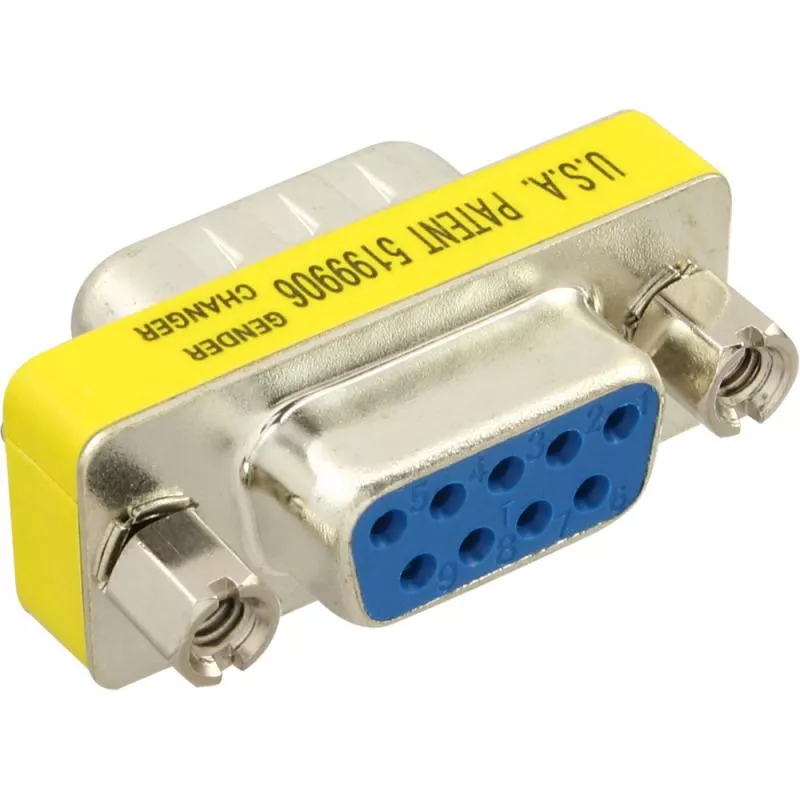 Mini Gender Changer – 9-pol Sub-D Stecker auf Buchse, 1:1 Belegung