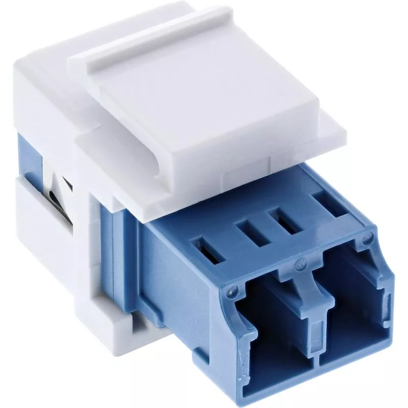 LWL Keystone Snap-In Kupplung LC/LC, Duplex, Singlemode, Weiß/Blau LWL Keystone Snap-In Kupplung LC/LC, Duplex, Singlemode, Weiß/Blau