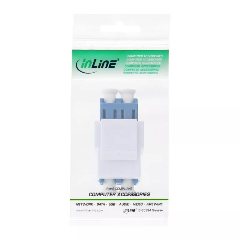 LWL Keystone Snap-In Kupplung LC/LC, Duplex, Singlemode, Weiß/Blau LWL Keystone Snap-In Kupplung LC/LC, Duplex, Singlemode, Weiß/Blau