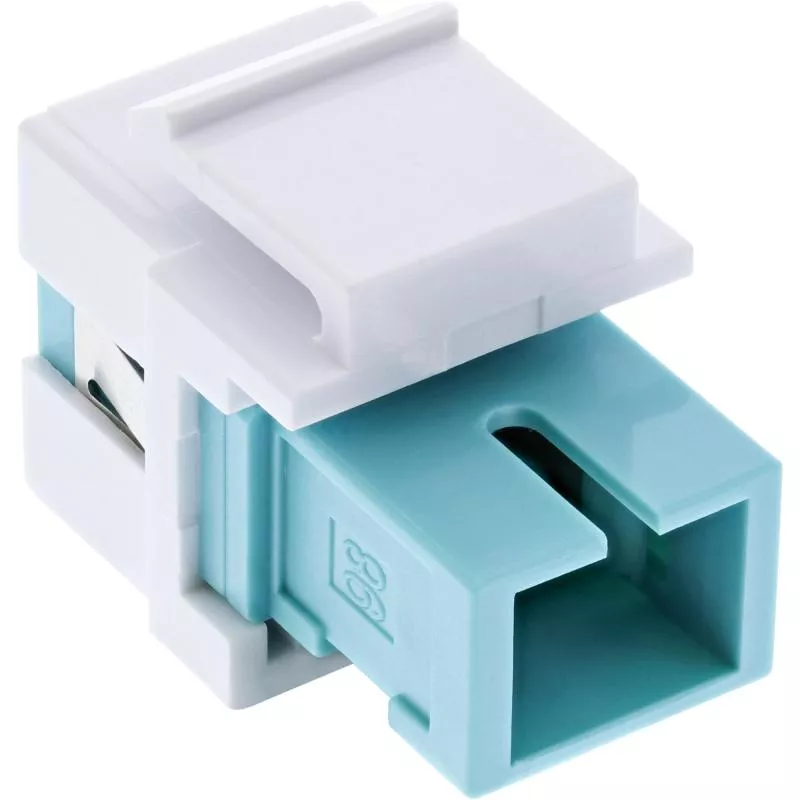 LWL Keystone Snap-In Kupplung SC/SC, Simplex, Multimode, Weiß/Türkis LWL Keystone Snap-In Kupplung SC/SC, Simplex, Multimode, Weiß/Türkis