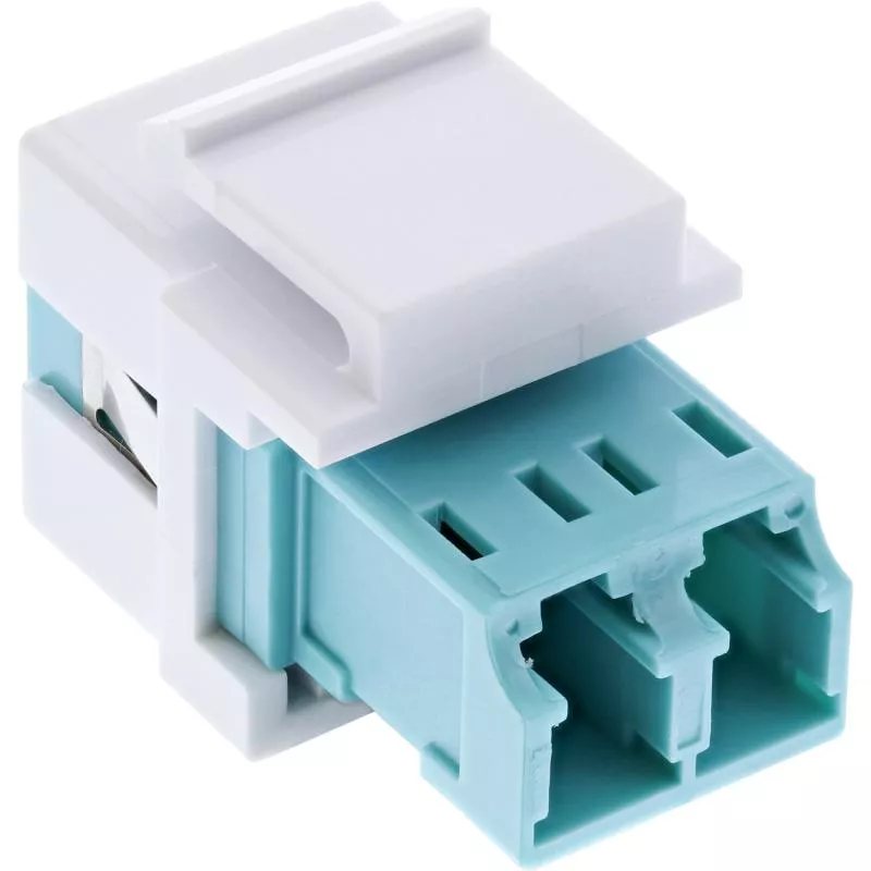 LWL Keystone Snap-In Kupplung LC/LC, Duplex, Multimode, Weiß/Türkis LWL Keystone Snap-In Kupplung LC/LC, Duplex, Multimode, Weiß/Türkis