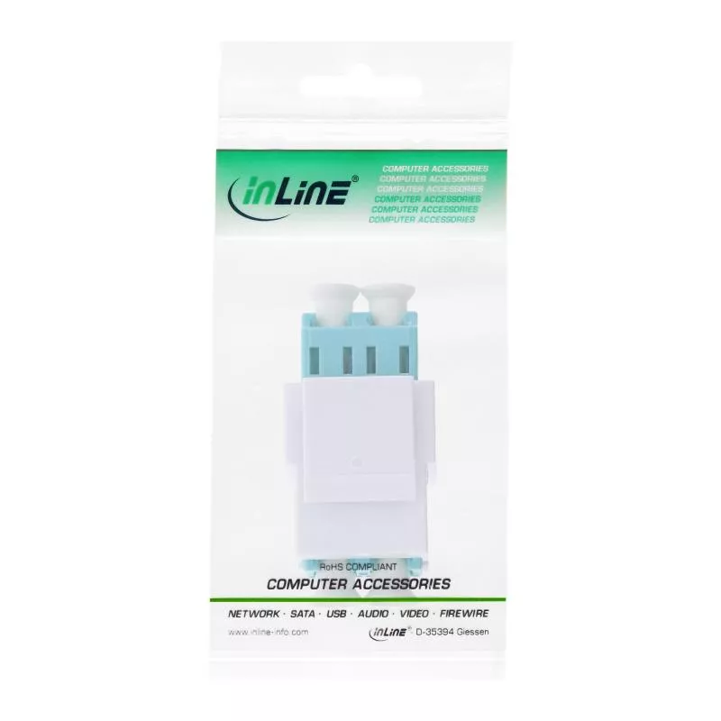 LWL Keystone Snap-In Kupplung LC/LC, Duplex, Multimode, Weiß/Türkis LWL Keystone Snap-In Kupplung LC/LC, Duplex, Multimode, Weiß/Türkis