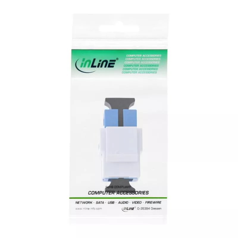 InLine® LWL Keystone Snap In Kupplung weiß Simplex SC SC singlemode blau Keramik Hülse