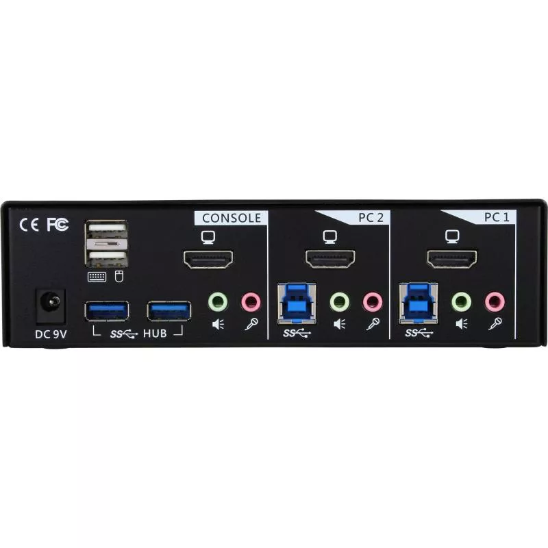 InLine® KVM Desktop Switch 2fach HDMI USB 3.0 Hub mit Audio