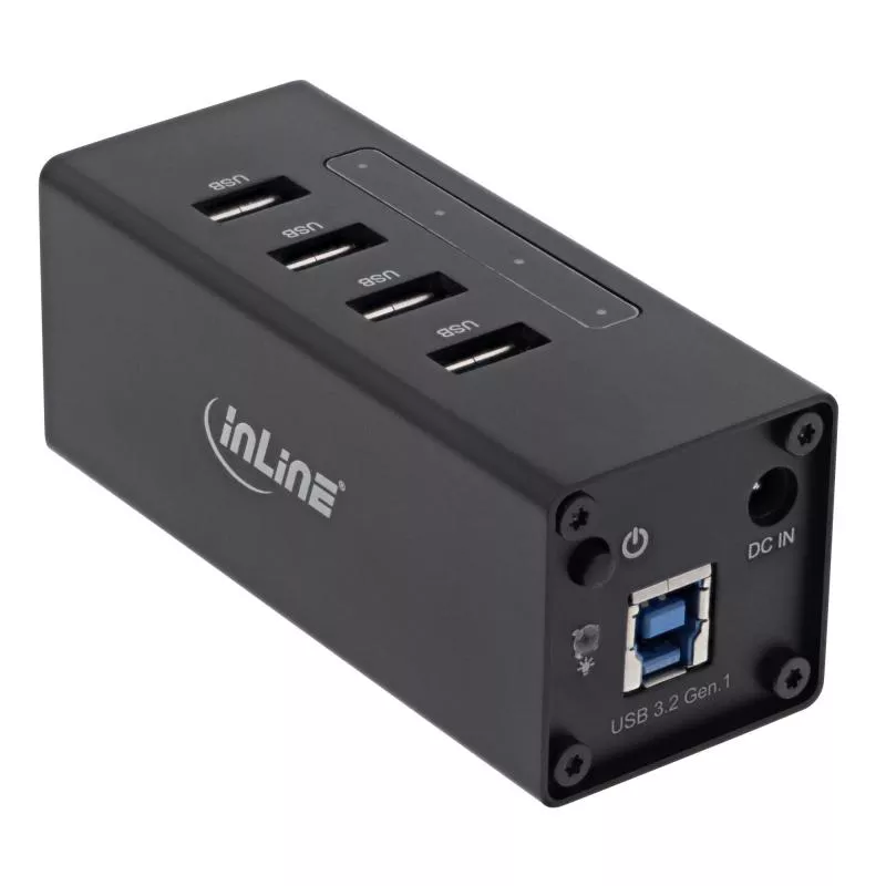 InLine® USB 3.0 Aluminium Hub 4 Port schwarz mit 2,5A Netzteil
