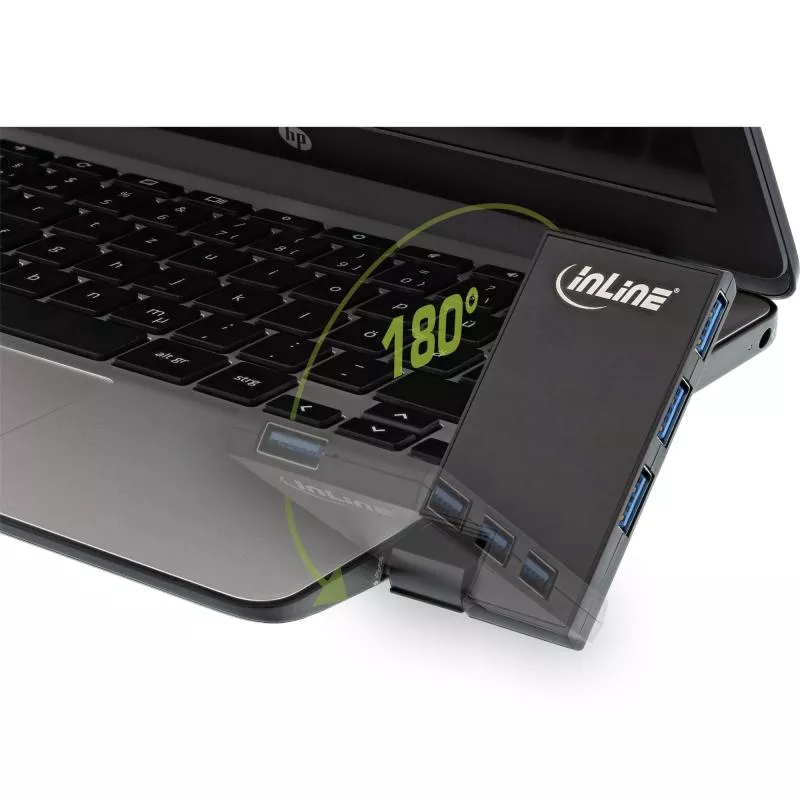 InLine® 180 Twist Hub USB 3.0 4 Port drehbar schwarz
