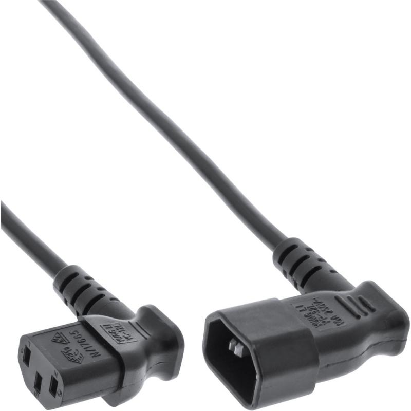 InLine® Kaltgeräteverlängerung C13 Buchse auf C14 Stecker abgewinkelt