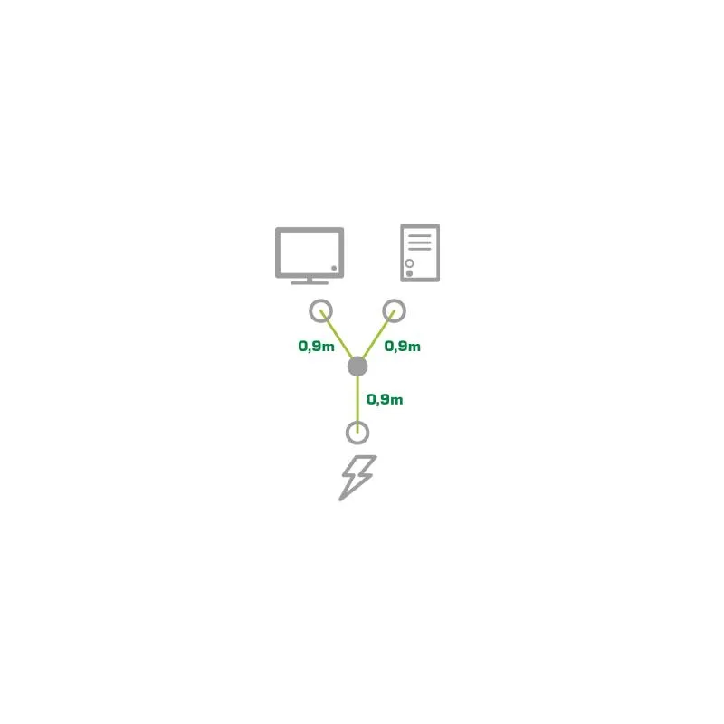 Netz-Y-Kabel C14 gewinkelt auf 2x C13, schwarz
