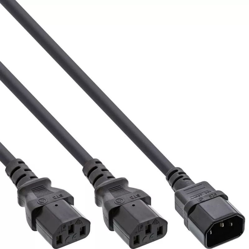 Y-Kaltgeräteverlängerung C14 auf 2x C13