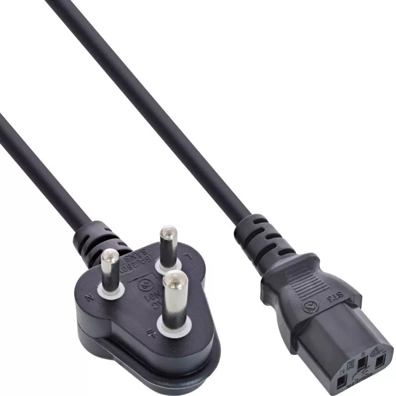 Netzkabel Südafrika Typ D auf C13 – 1,8 m / 5 A