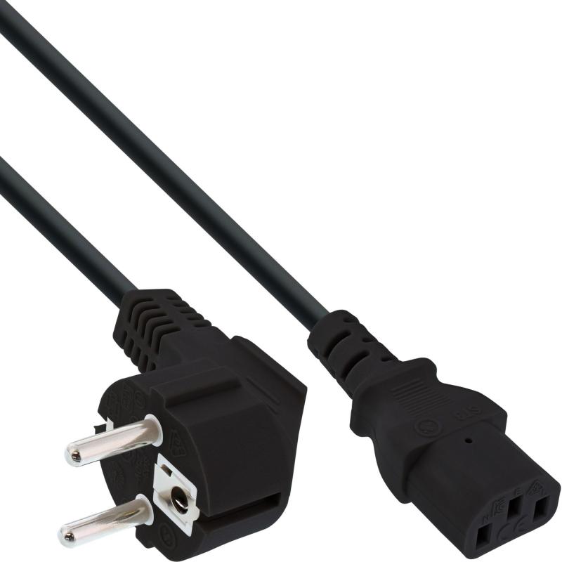 Kaltgerätekabel C13 – Schutzkontaktstecker gewinkelt