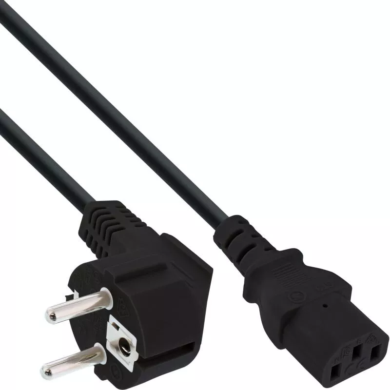 Kaltgerätekabel C13 – Schutzkontaktstecker gewinkelt