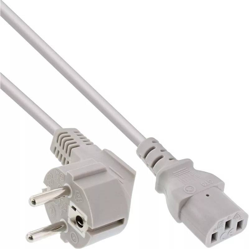 Kaltgerätekabel C13 – Schutzkontaktstecker gewinkelt