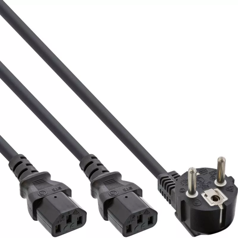 Y-Netzkabel Schutzkontakt auf 2x C13