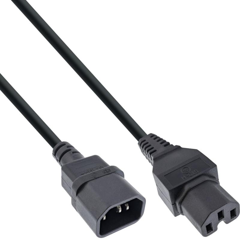 InLine® Netzkabelverlängerung C15 Buchse auf C14 Stecker