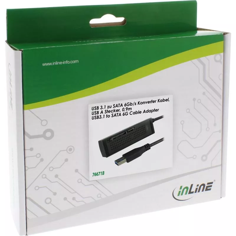 InLine® USB 3.1 zu SATA 6Gbs Konverter Kabel USB A Stecker 0,9m
