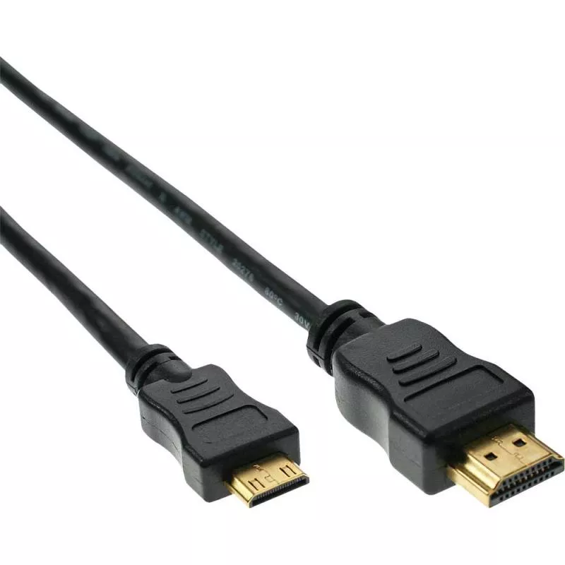 InLine® HDMI Mini Kabel High Speed Stecker A Stecker C schwarz Kontakte vergoldet