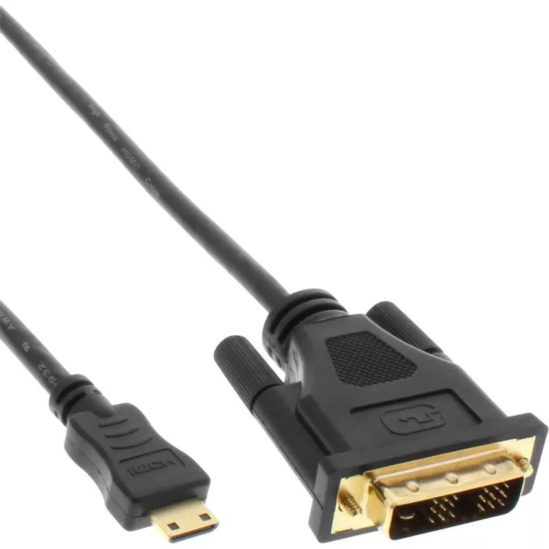 InLine® HDMI Mini DVI Kabel Stecker C Stecker DVI 18+1 schwarz Kontakte vergoldet