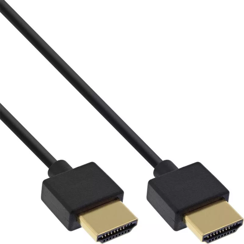 InLine® HDMI Slim Kabel High Speed Ethernet Premium Stecker Stecker schwarz Kontakte vergoldet
